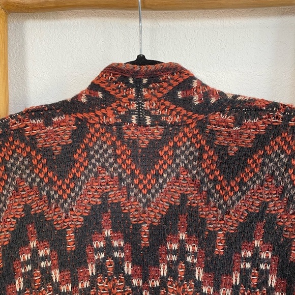 Lucky Brand Southwestern Open Front Long Chunky Knit Cardigan Small Fall Boho - Picture 4 of 6